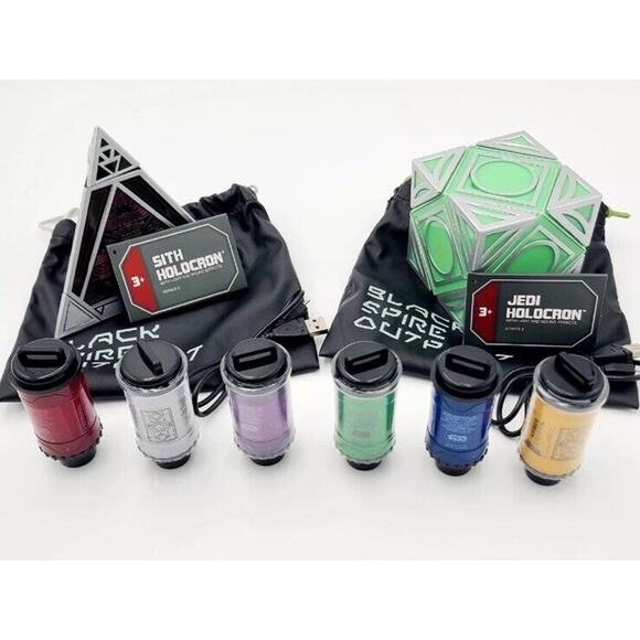 2024 Star Wars Galaxy's Edge 2.0 Sith and Jedi Holocron + 6 NEW KYBER CRYSTALS - Picture 1 of 4